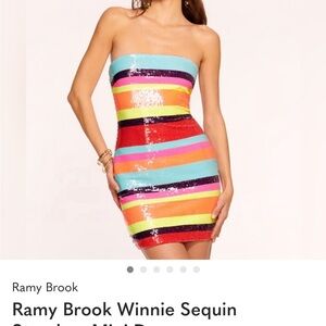 Ramy Brook Colorful Sequin Strapless Dress Winnie $495 size 0. NWT